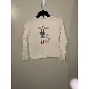 Petit Bateau De L'air girl and dog graphic shirt 12 ans White Girls